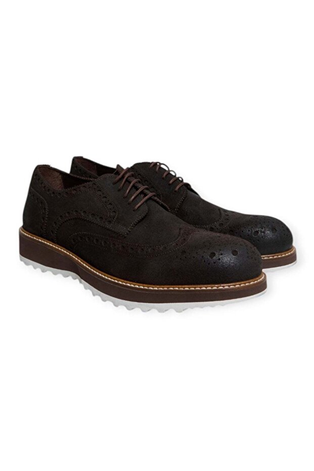 Brown Lace-Up Genuine Leather Men's Shoes