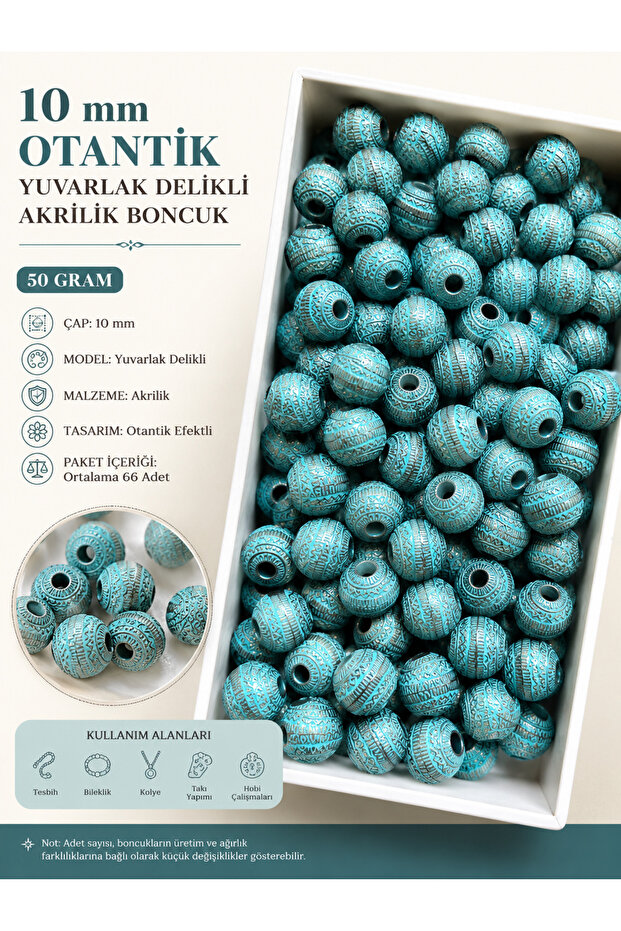 10 mm Authentic Round Hole Acrylic Beads – 50 Grams
