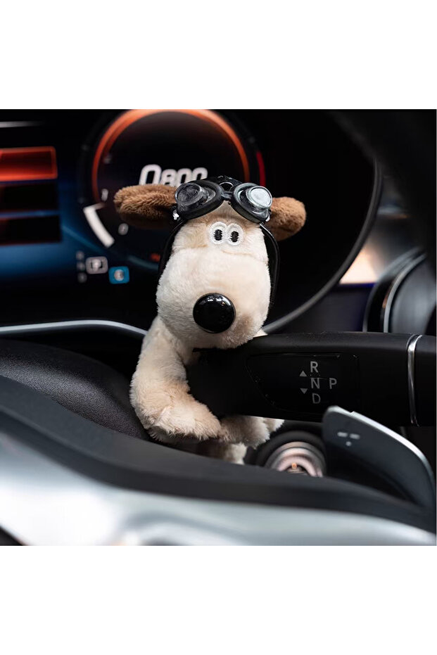 Car Interior Steering Wheel and Signal Lever Plush Ornament - Pilot Glasses-Wearing Dog Auto Accessory