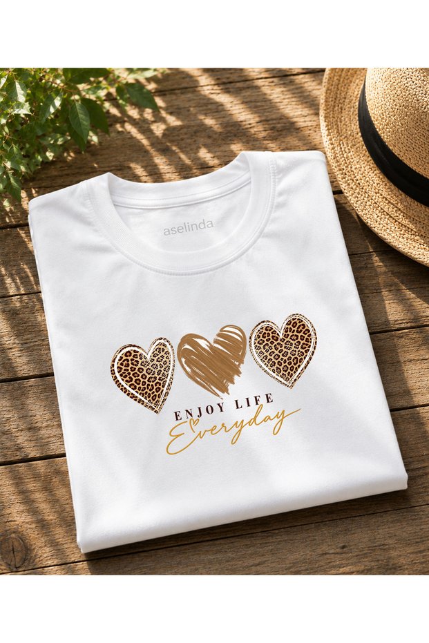 Leopard Enjoy Life Everyday Printed Design Tshirt - Mother-Daughter Combination T-Shirt