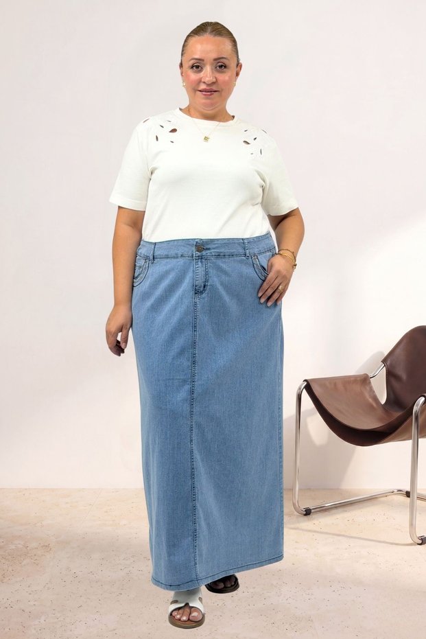 2057S Denim Skirt with Pocket Detail - Blue
