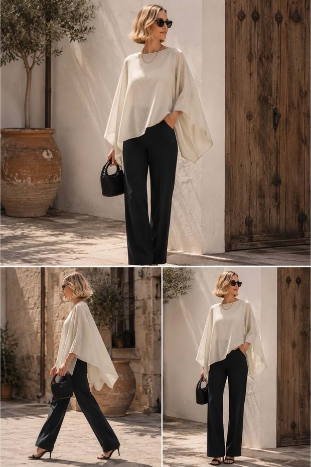 Flying Cape Blouse in Plum Color