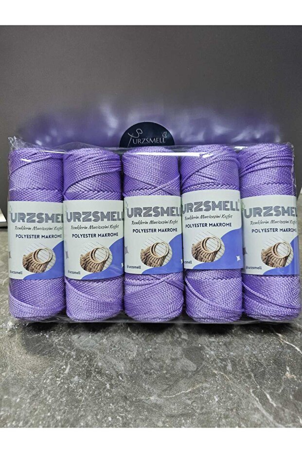 Polyester Macrame 500Gr, 5-Pack (100Gr-140Mt Each) No. 3. 2mm Supla, Bag and Accessory Thread 130 Lavender