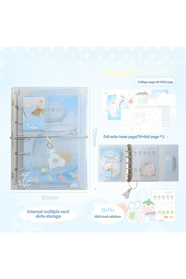 Fish Tank Mini Portable Twill Loose Leaf Notebook Three Fold Storage Notebook With A Fresh Style