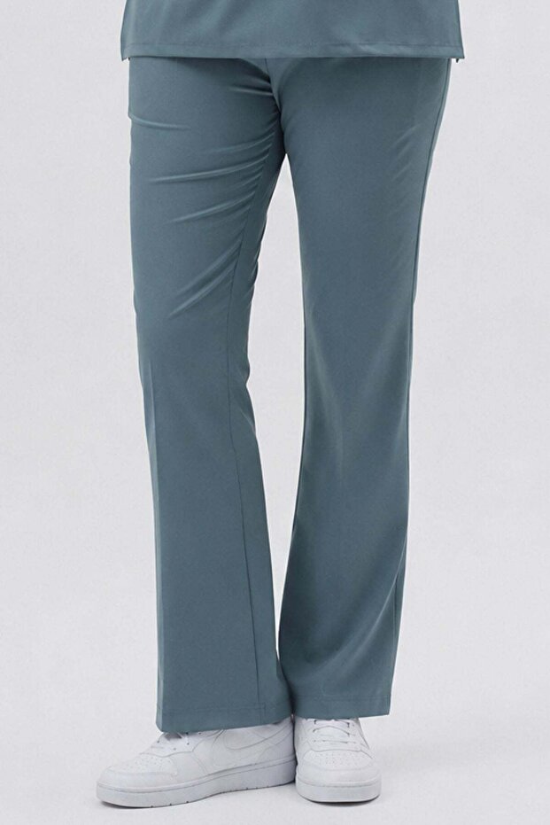 Lycra Bell-Bottom Anthracite Blue Trousers