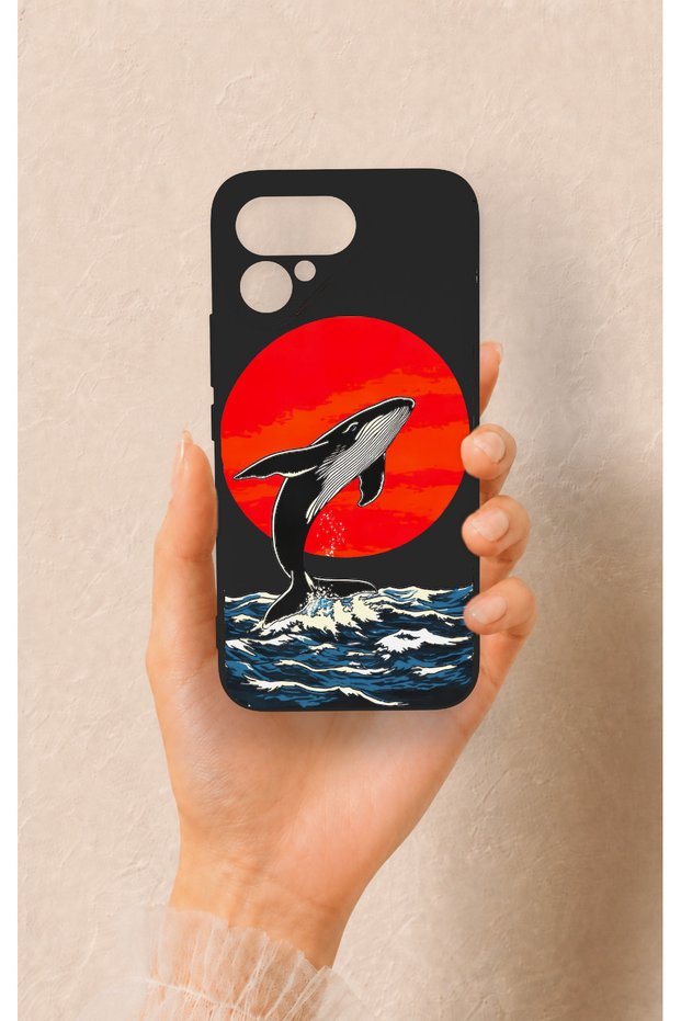 Tecno Pova Curve 2 Compatible Red Sun Whale Pattern Silicone Case