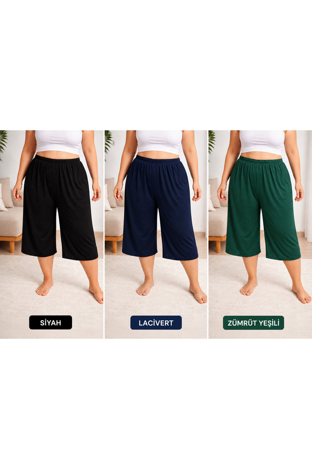 3-Pack Oversize Combed Cotton Capri Shorts – Plus Size