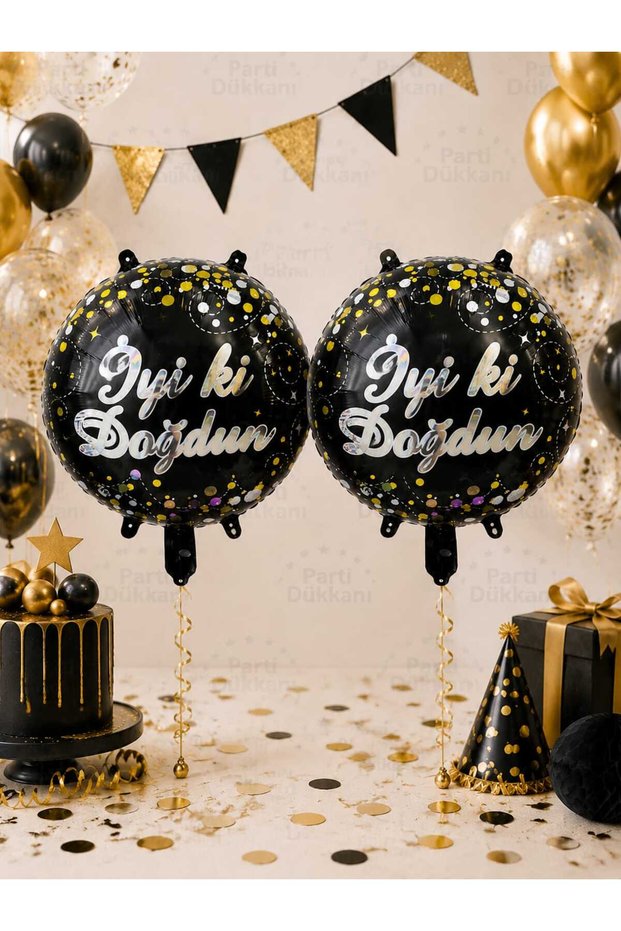 2-Pack Happy Birthday Foil Balloon 18 Inch 46 cm – Black Helium Compatible Birthday Balloon