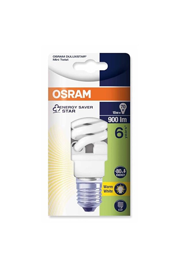 OSRAM Energy-Saving Lamp DULUX TWIST, 15W, E27 Socket, Warm White 2700K