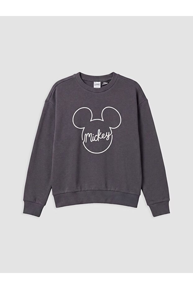 Gray Mickey Mouse Printed Girls' Sweatshirt