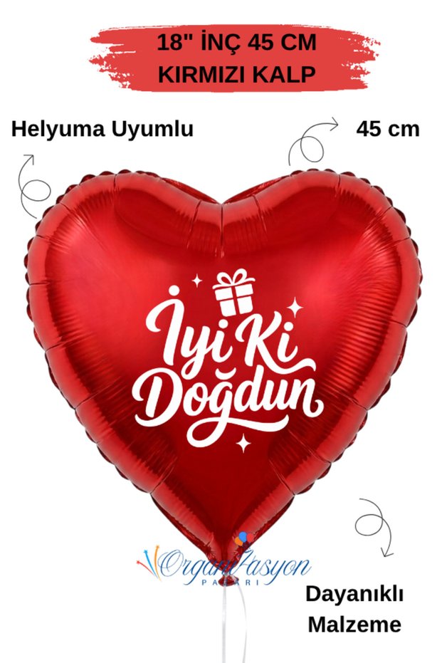 18 Inch Red Heart Foil Balloon | Happy Birthday Gift Box Printed | Birthday Party Decoration Balloon