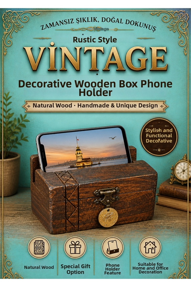 Rustic Style Vintage Decorative Wooden Box Phone Holder