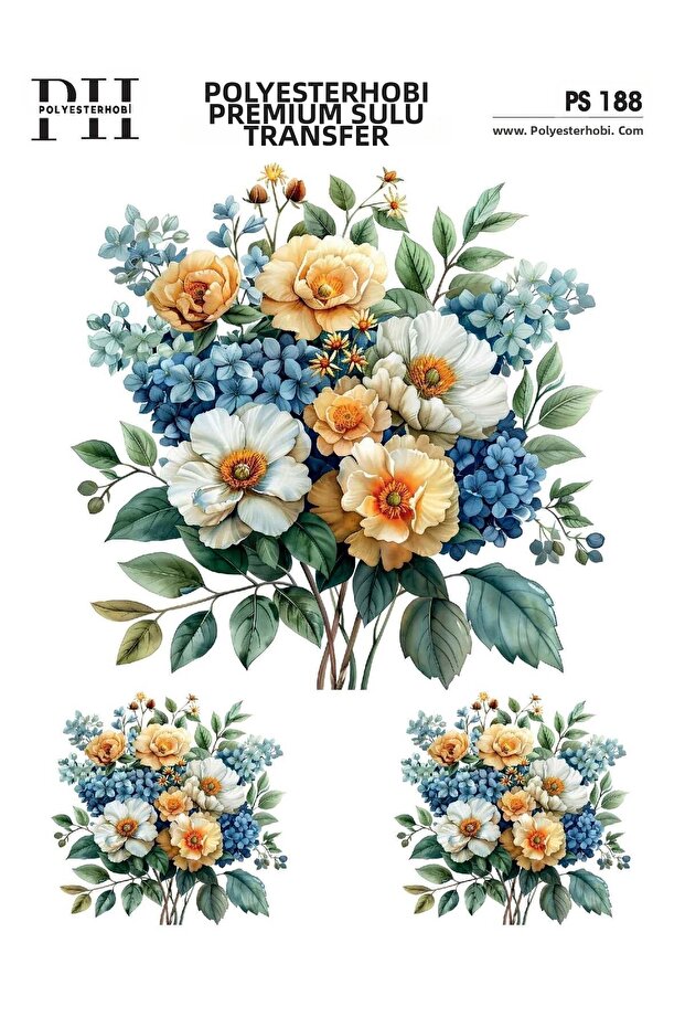 Premium Water Transfer 25X35 cm Flower Patterned Ps 188