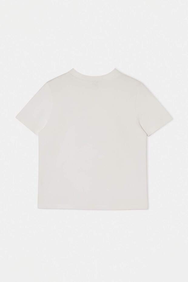 Ekru Nakışlı Regular/Normal Kalıp Kısa Kollu %100 Pamuk Örme T-Shirt TWOSS26TS00124 - 7
