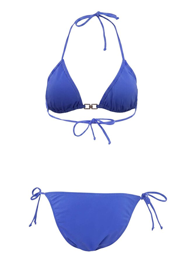Saks Üçgen Kaplı Aksesuarlı Normal Bel Regular Bikini Takımı TBESS26BT00159 - 7