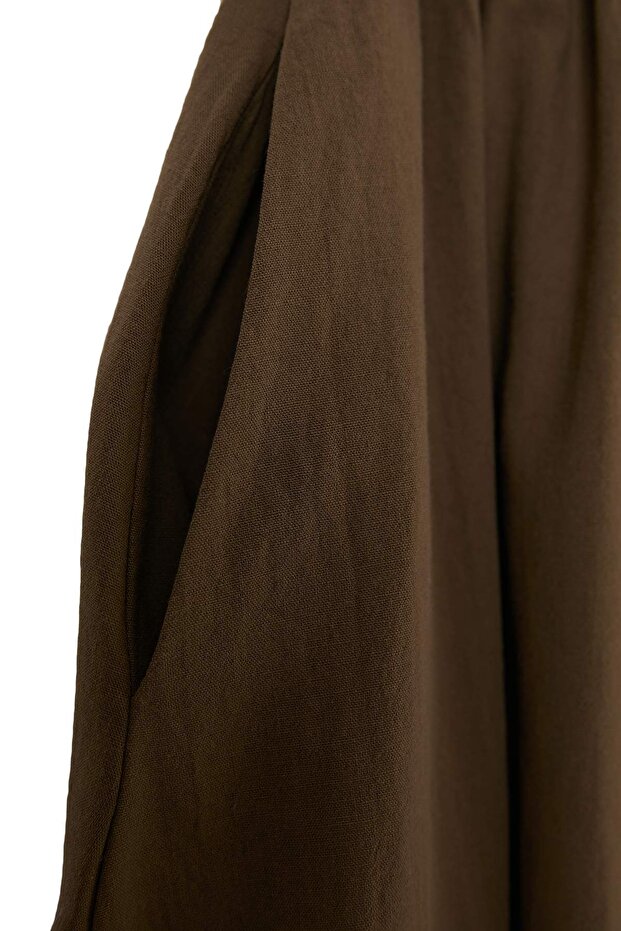 Haki Önü Bağlamalı Geniş Kollu Bluz Beli Lastikli Pantolonlu İkili Takım TDRSS26AU00055 - 4