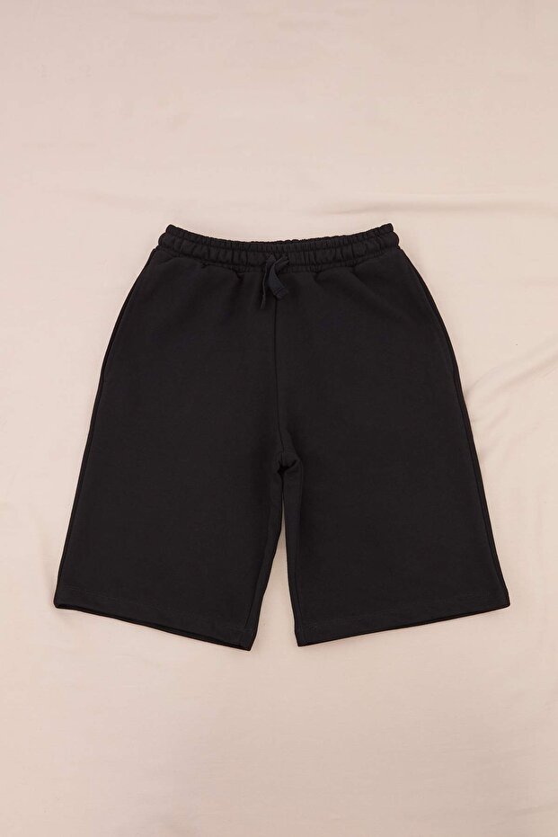 Siyah Düz Örme Şort & Bermuda TKDSS26SR00031 - 5