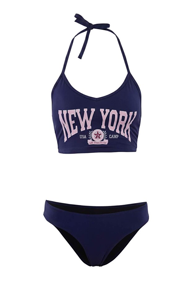 Slogan Detaylı Klora&Suya Dayanıklı Uzun Ömürlü LYCRA®XTRALIFEHipster Bikini Takımı TBESS26BT00164 - 4