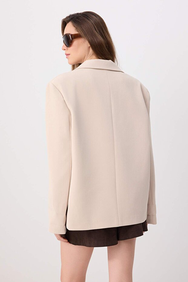 Taş Ekstra Oversize Biyeli Blazer Ceket TWOSS26BC00058 - 4