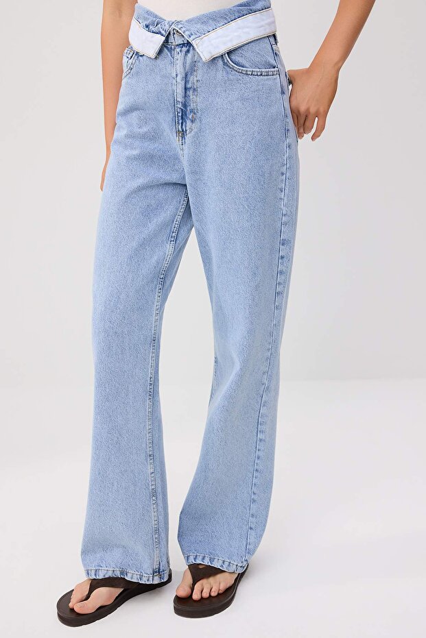 Mavi Bel Detaylı Yüksek Bel Wide Leg Jeans TWOSS26JE00363 - 3