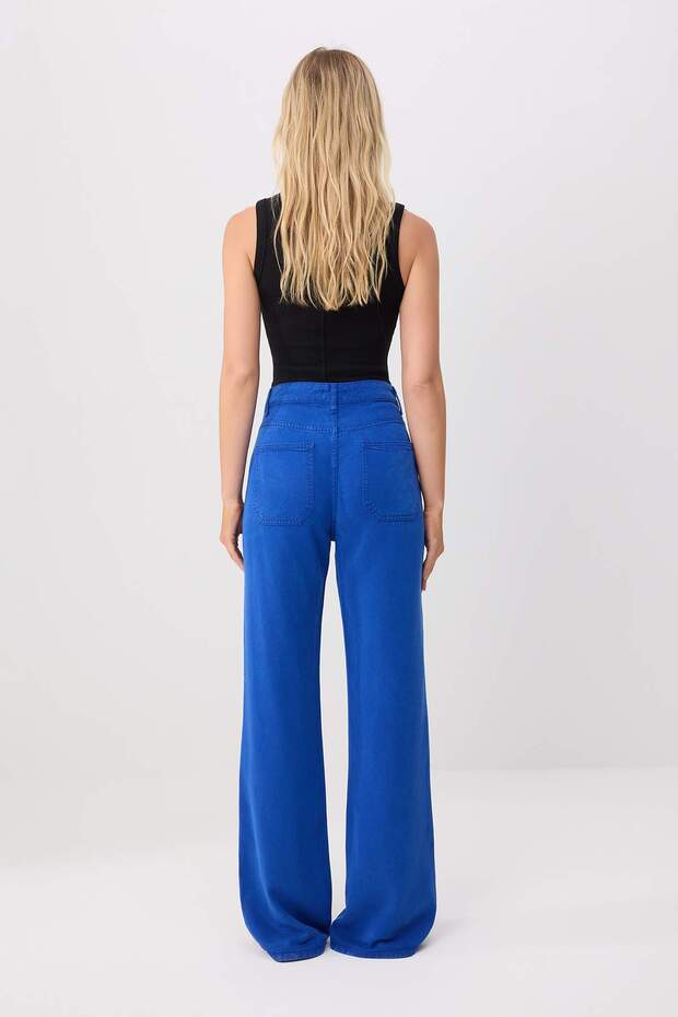 More Sustainable Saks %100 Tencel™ Düşük Bel Wide Leg Jeans TWOSS23JE00219 - 4