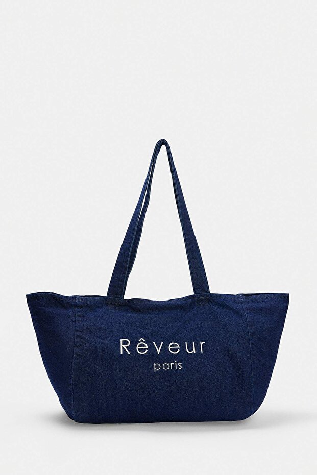 Koyu Mavi Denim Denim Kadın Maksi Boy Omuz Çantası TAKSS26OC00108