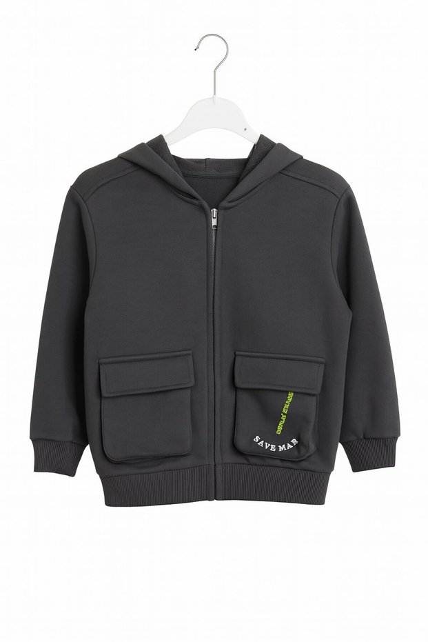 Boys' 47514 Steel Zippered Cardigan Gkn0019