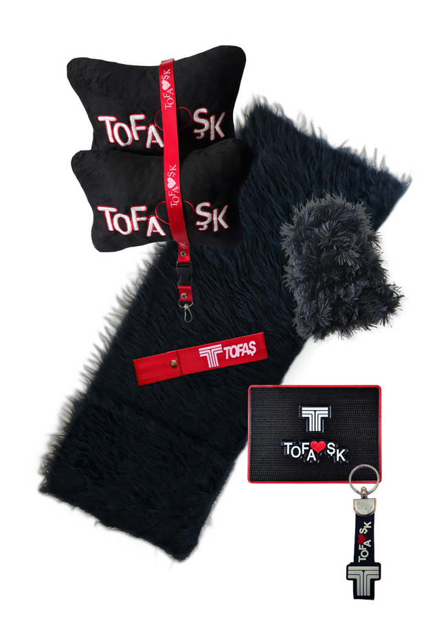 Tofaş Glove Box Top Long Pile Black Plush Cover / Black Fleece Neck Pillow & Auto Accessory
