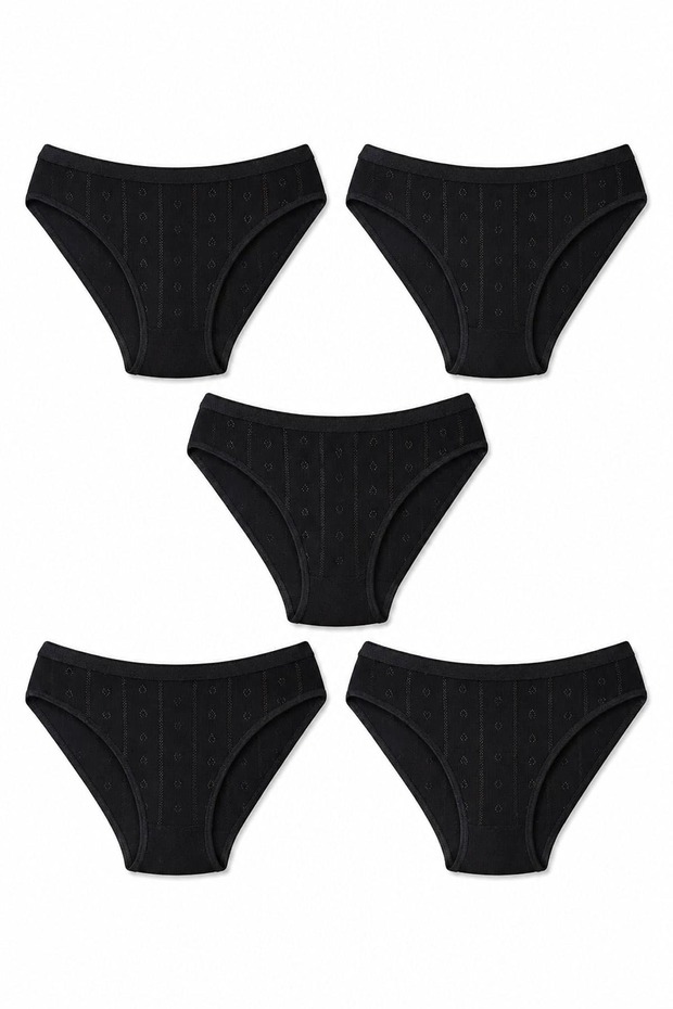 5-Pack Tutku Women's Jacquard Bikini Panties 100% Cotton 0679
