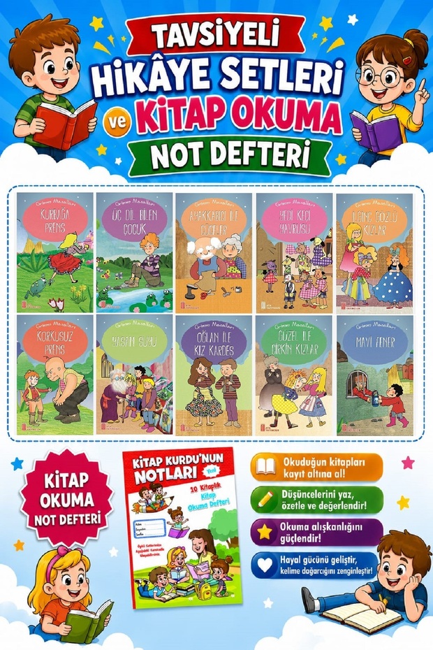 1.sınıflar Için Grimm Masalları + Kitap Okuma Not Defteri