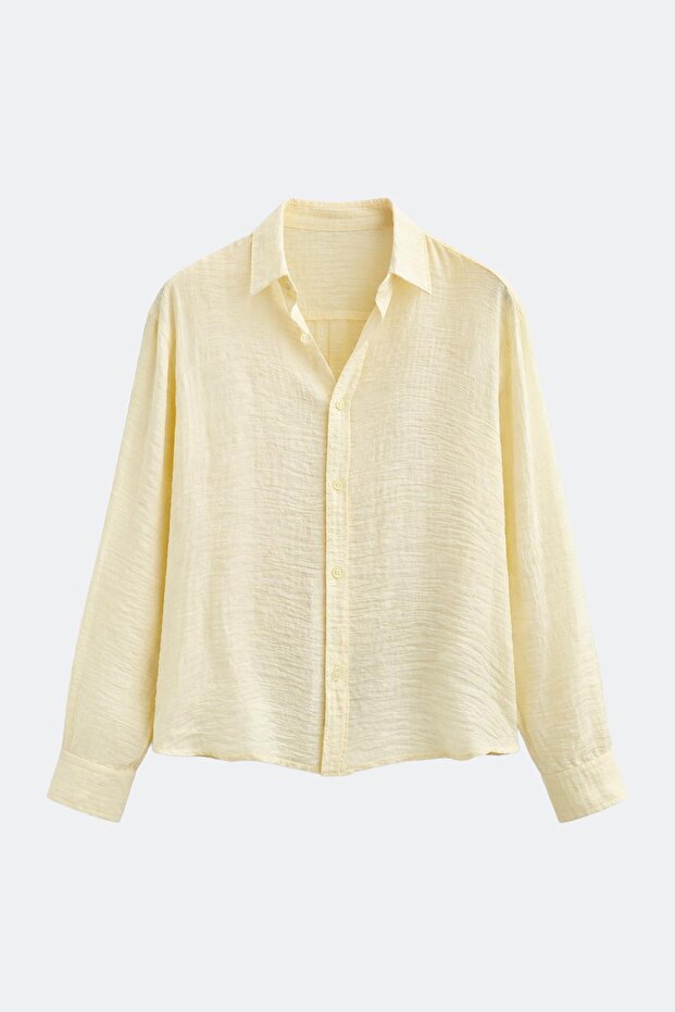 Textured Oversize Shirt Yellow
