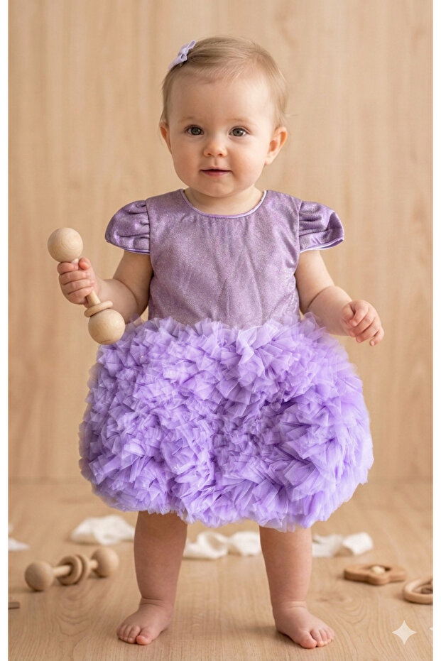 Mevlitlik Wedding Short Tutu Glittery Baby Evening Dress-Purple