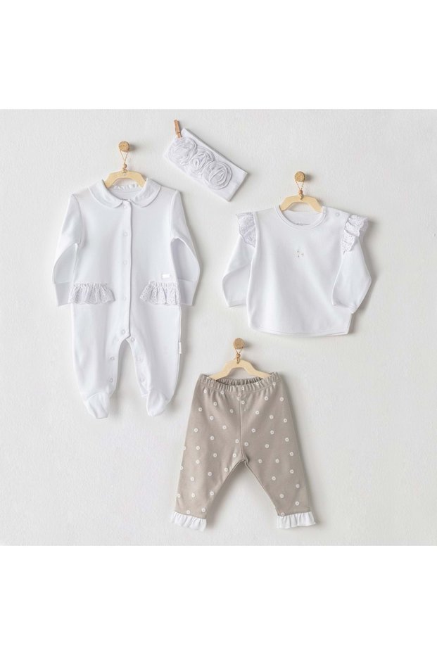 Beige Baby Girl Hospital Release Set of 4 Beige