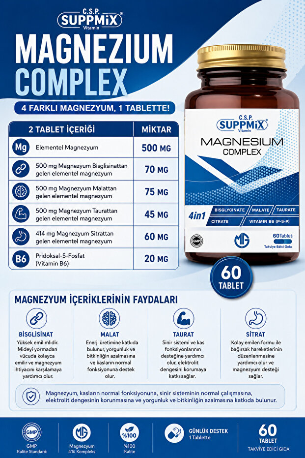 Magnezyum Complex B6 Vitamini 60 Tablet - 4