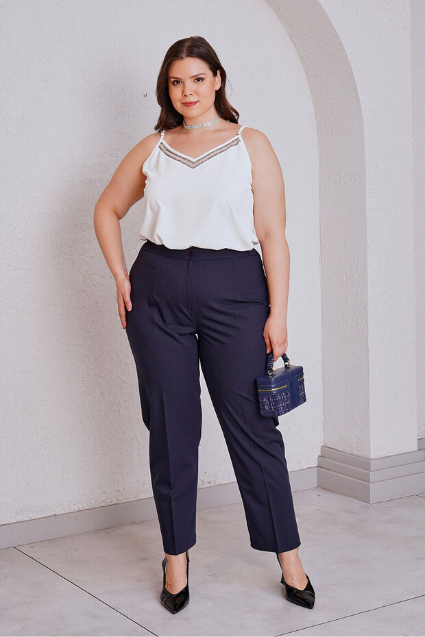 High Waist Carrot Cut Fabric Pants