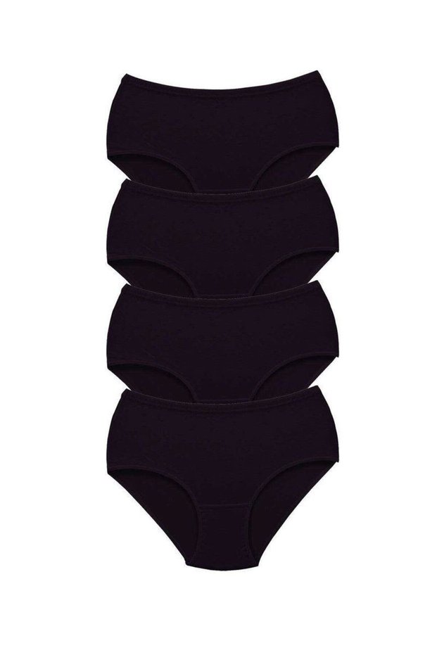 4 Pieces Women's High Waist Bato Thick Rubber Panties Black