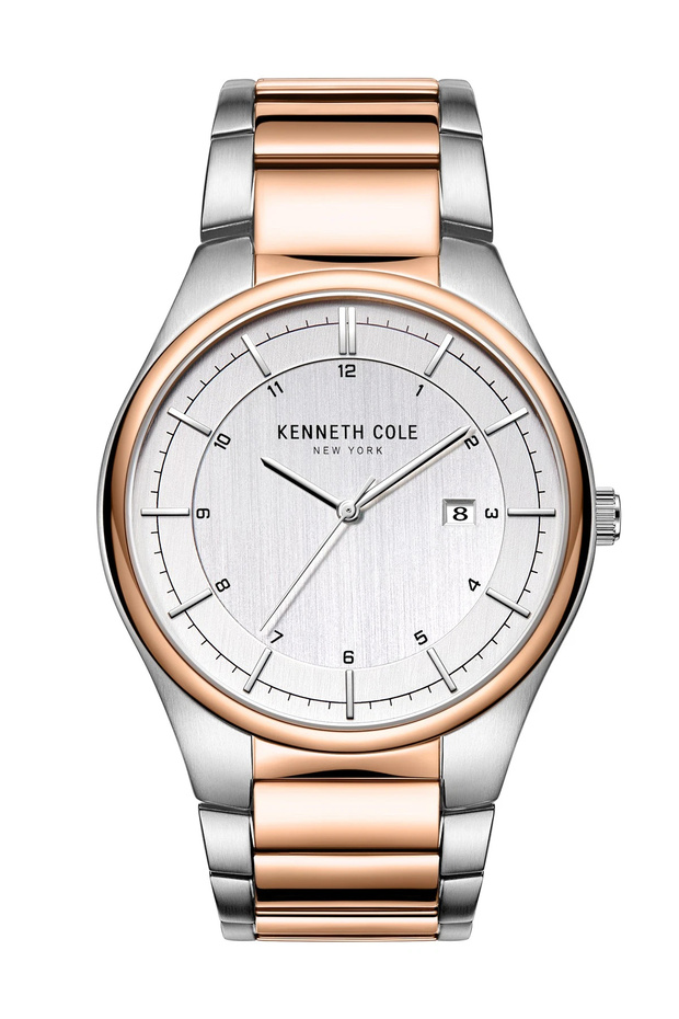 Classic Silver Dial Silver Rose Gold Stainless Steel Bracelet Analog Watch - 42mm - KC51015003