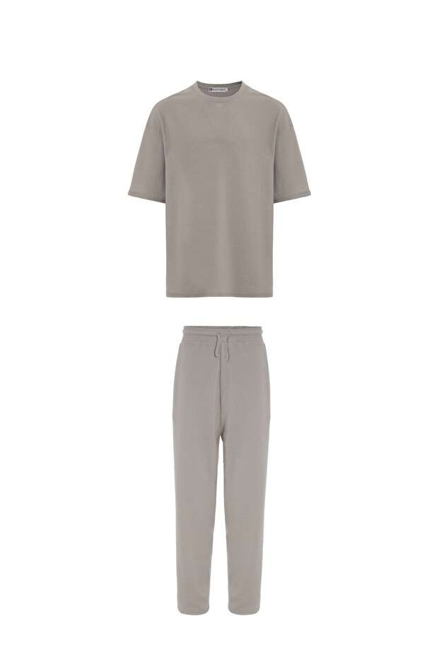 Oversize basic knitwear tracksuit set