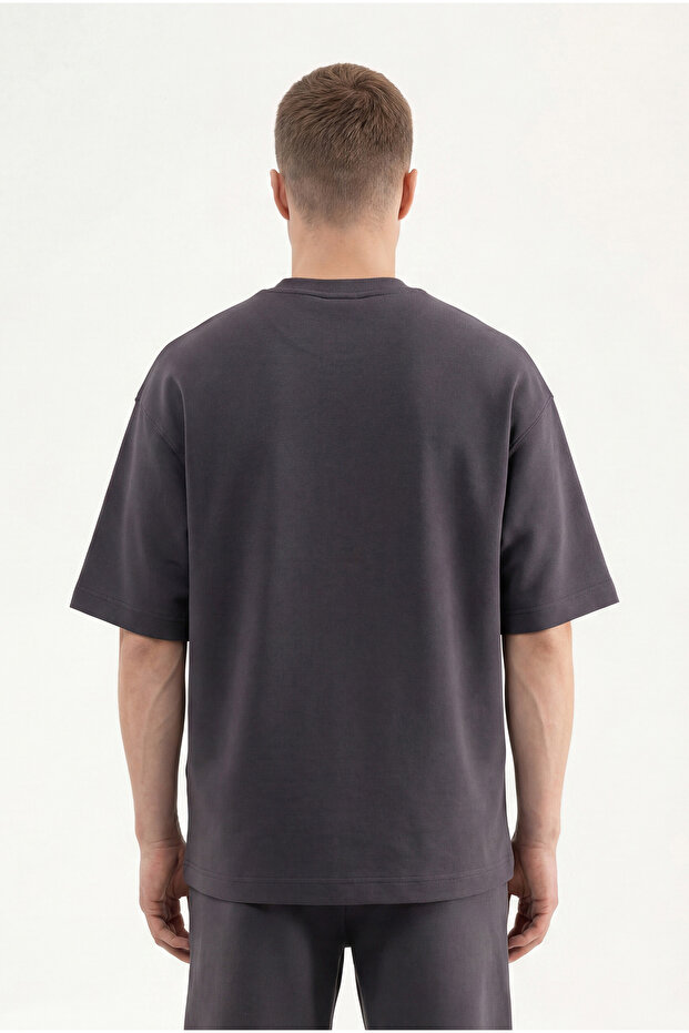 Ανδρικό μπλουζάκι Basic Double Face Oversize σε ανθρακί - 3