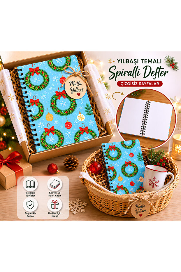 New year patterned spiral notebook a5 unlined | christmas themed notebook | special design for gift