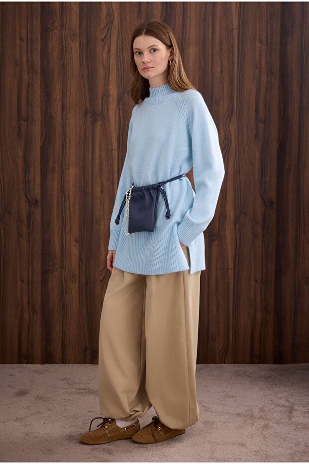 Turtleneck Basic Sweater Ice Blue - 4