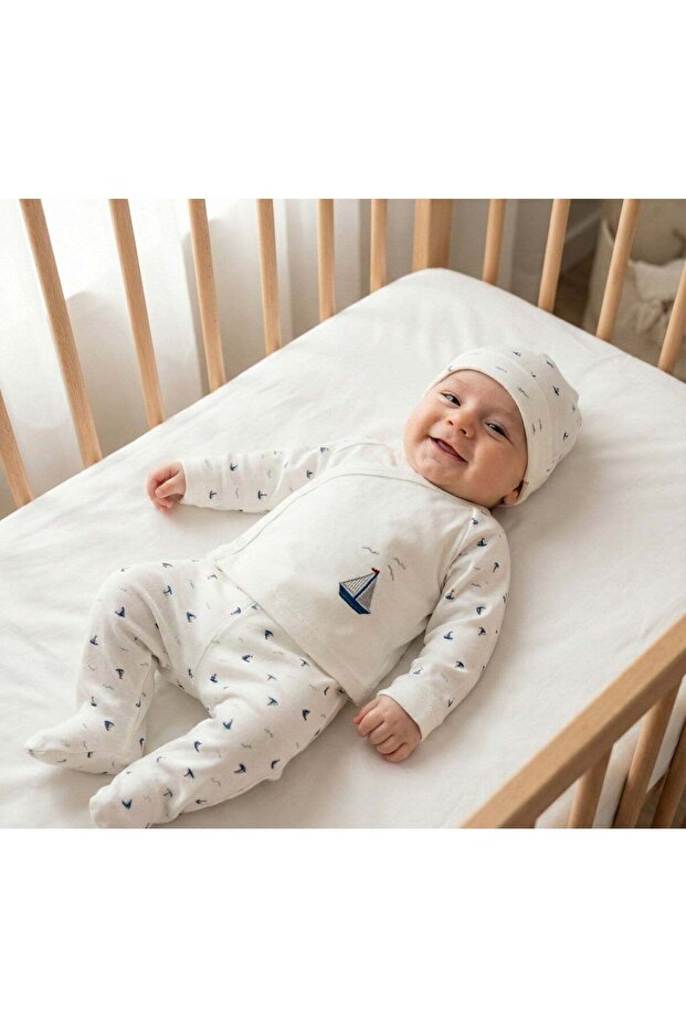 Baby Boy Sail Embroidered 0-3 Months 5-Piece Newborn Hospital Discharge Set