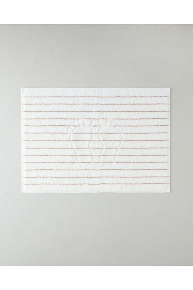 Mono Stripe Cotton Foot Towel 50X70 cm White - Pink