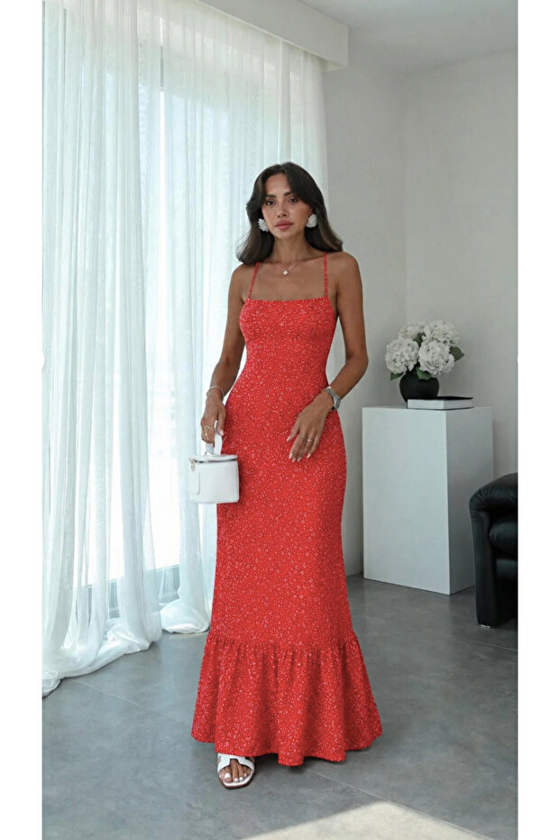 Maxi Length A-Line Floral Woven Dress