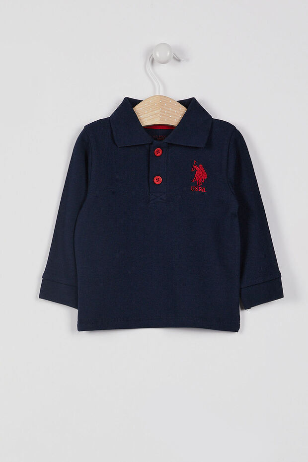 U.s. Polo Assn Licensed Classic Navy Blue Baby Boy Long Sleeve Collared Sweatshirt