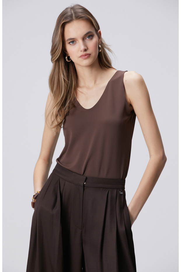 Acı Kahve Basic Örme Bluz