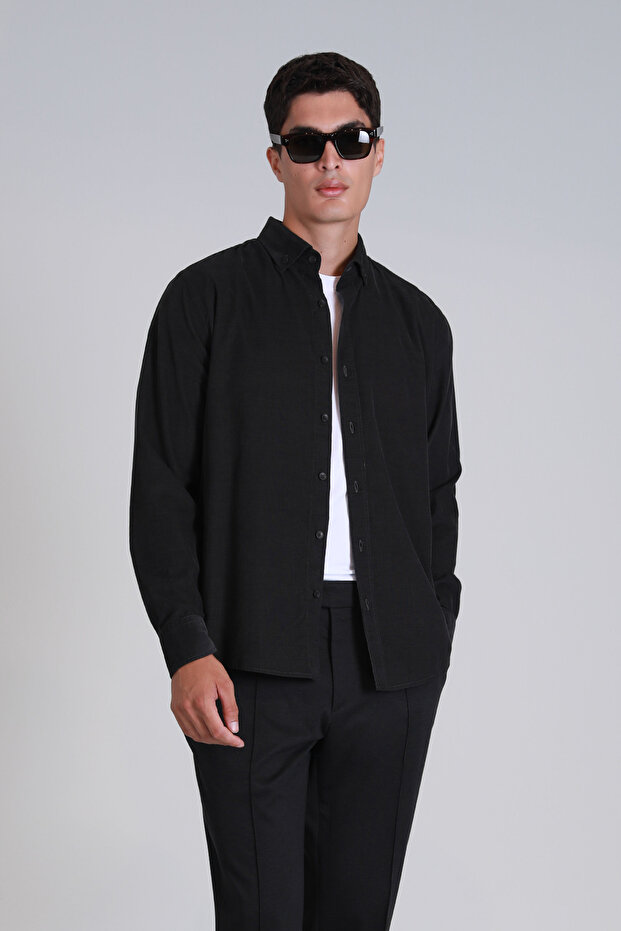 Water Erkek Basic Gömlek Slim Fit Antrasit - 1