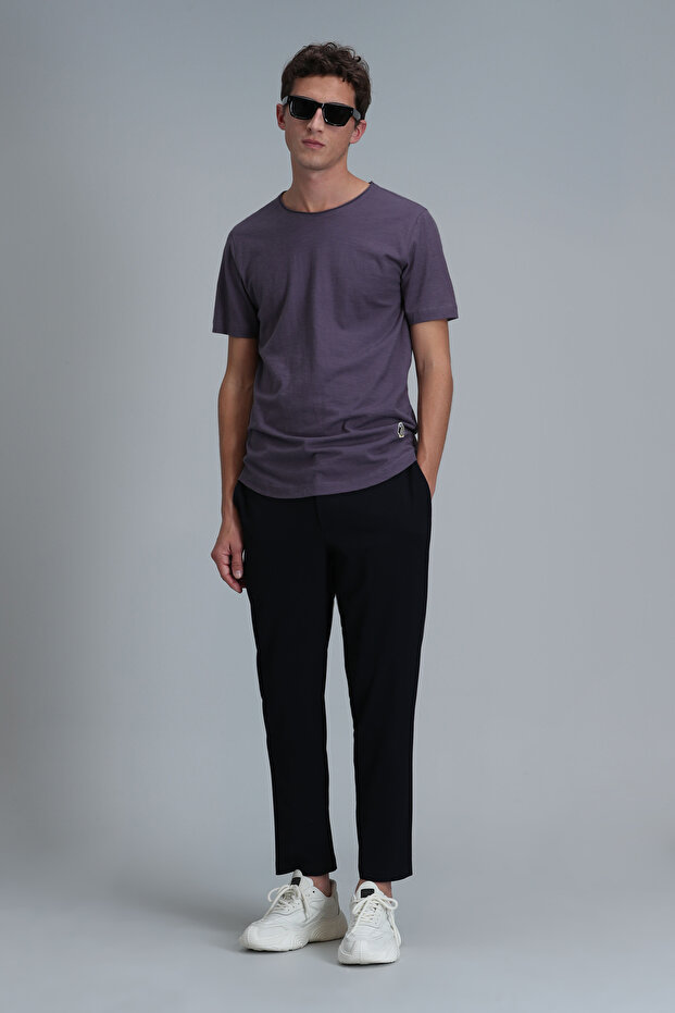 Мъжка тениска Junya Basic, цвят слива - 4
