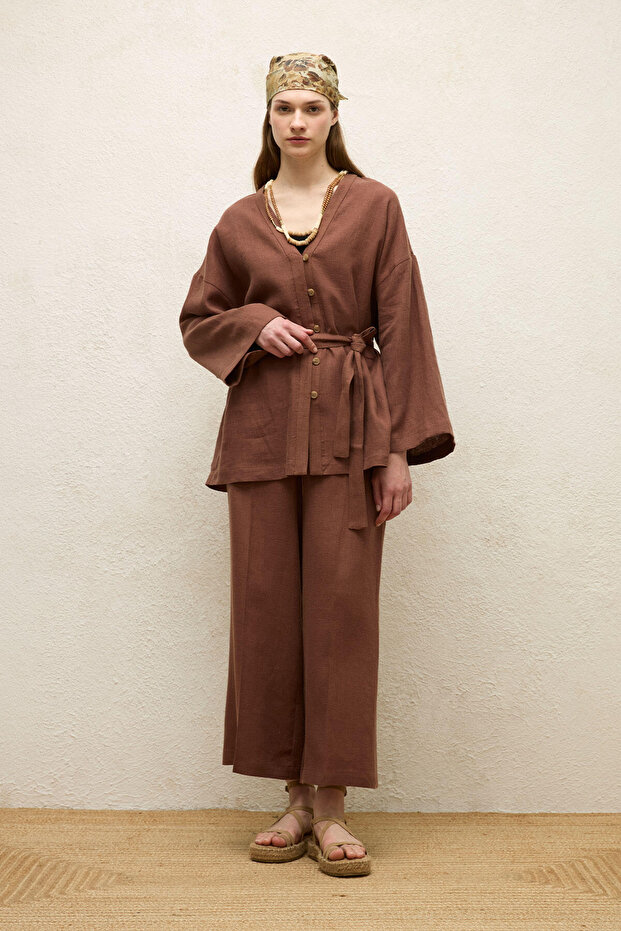 Buttoned Linen Shirt Tree Bark - 5
