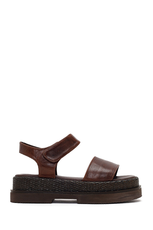 Women's Brown Thick Sole Shoes Leather Sandals 26Sfd205318